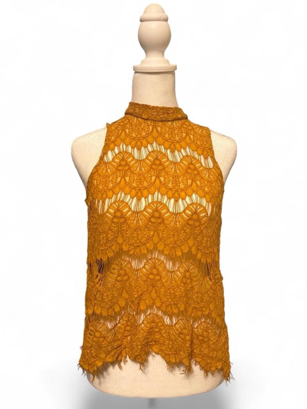 Yellow Lace Top Open Back